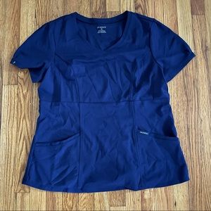 Jaanuu Women's Princess Seam V-Neck Scrub Top - Navy